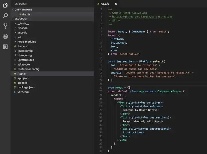Folder Structure of React Native App
