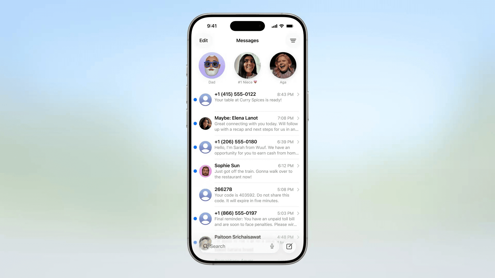 Screen Messages from Unknown Senders