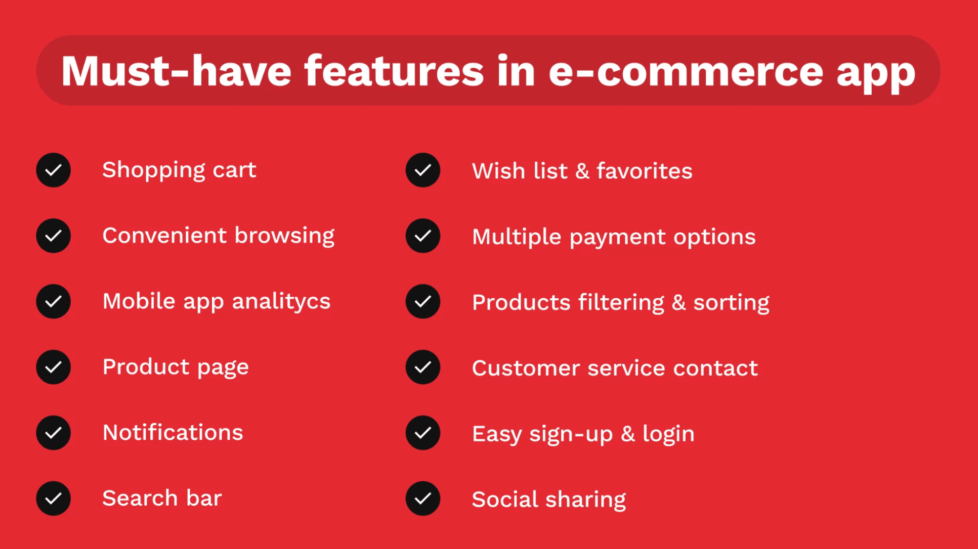 Features of an Ecommerce app